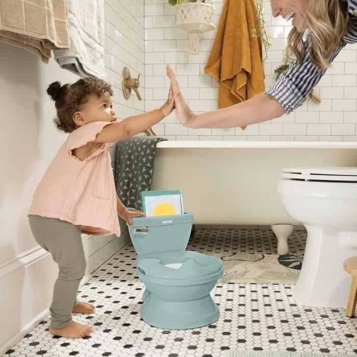 INGENUITY Mini Children's Toilet with Toilet Seat Reducer Included, Musical Flush and Integrated Wipe Storage, Green
