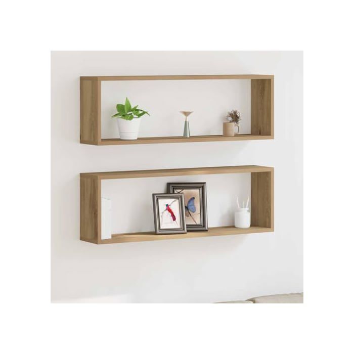 Étagère murale en bois d'ingénierie - vidaXL - 80x15x26 cm - Chêne artisanal - 2 pièces - Montage mural - Durable