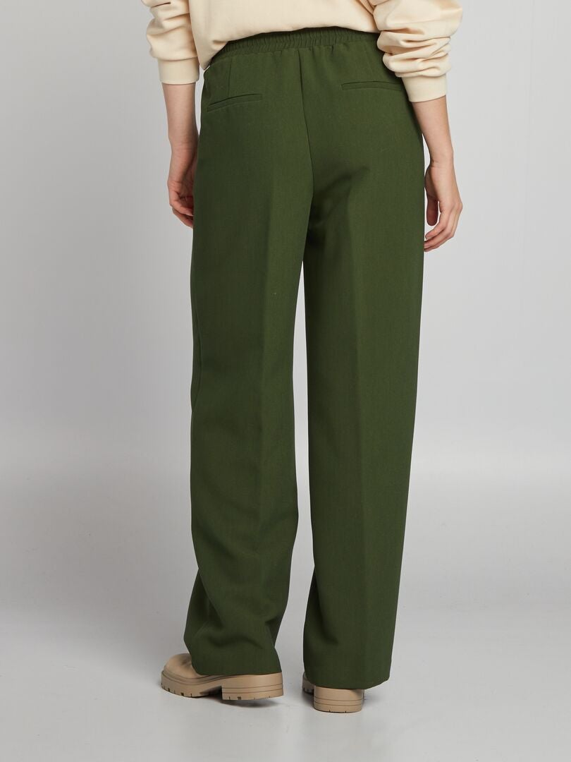 Rechte broek met strik aan de voorkant - GROEN