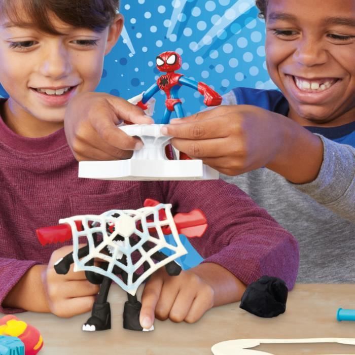 Set Play-Doh Spider-Man, Attacco di Lama con 2 personaggi flessibili, 7 accessori e pasta modellabile, età 4+, Marvel