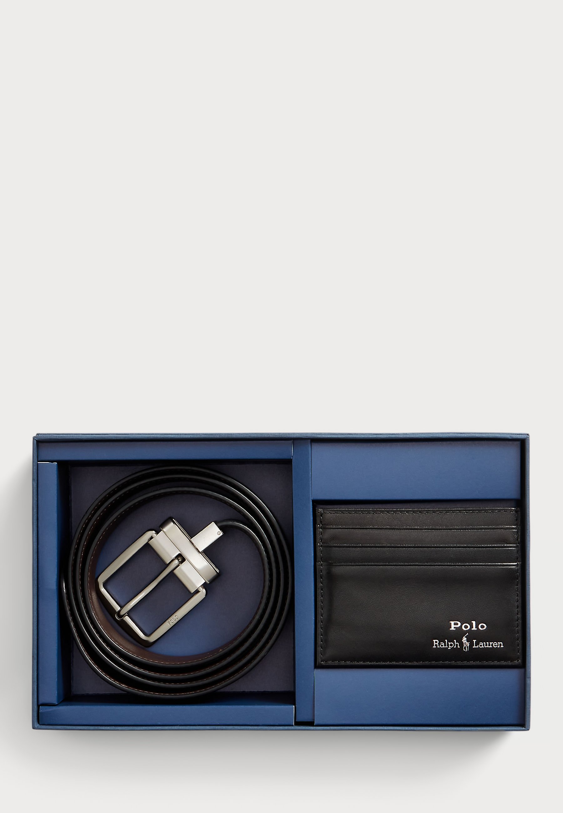 Polo Ralph Lauren leren riem en kaarthouder cadeauset - Riem - zwart