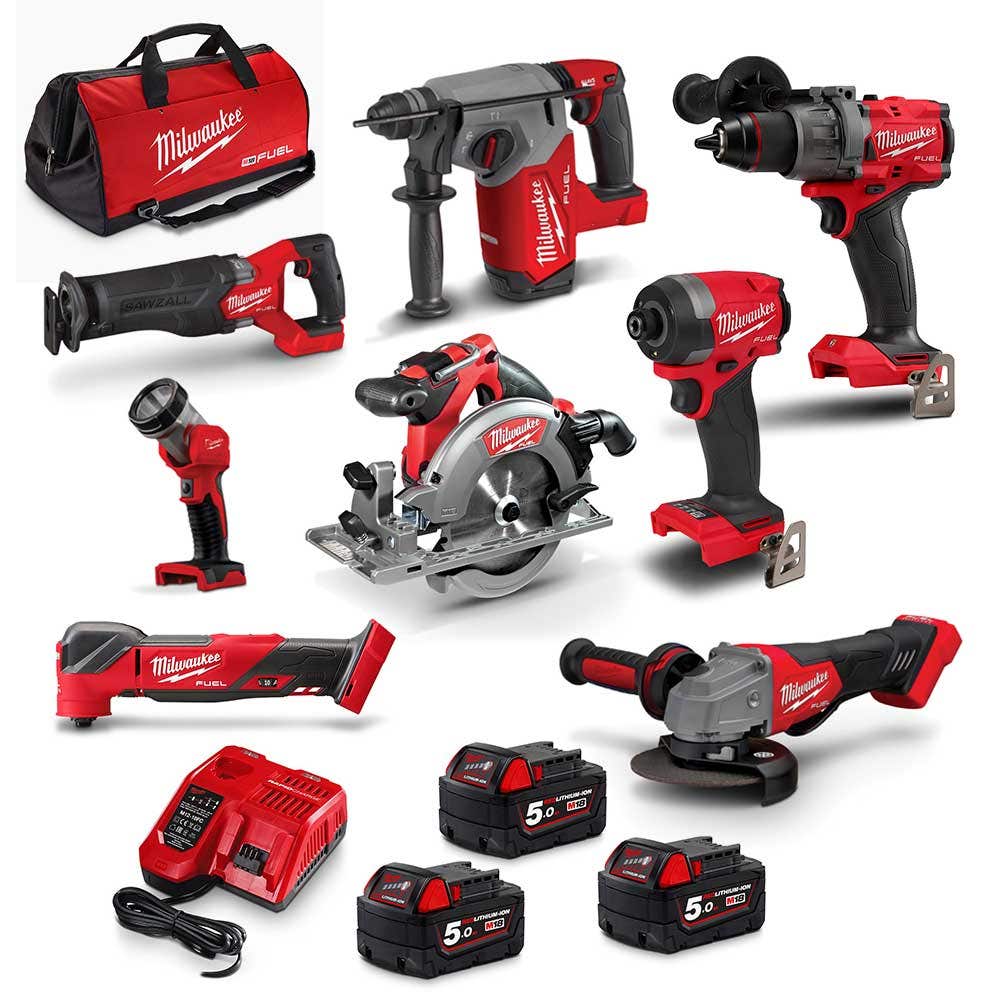 Pacote de baterias MILWAUKEE FUEL™ 18V com 8 peças (3 x 5,0 Ah) M18FPP8A3503B