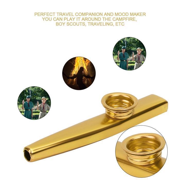 Kazoo en métal, Kazoo Instrument En Alliage D'aluminium, Facile à Apprendre pour enfants,  doré