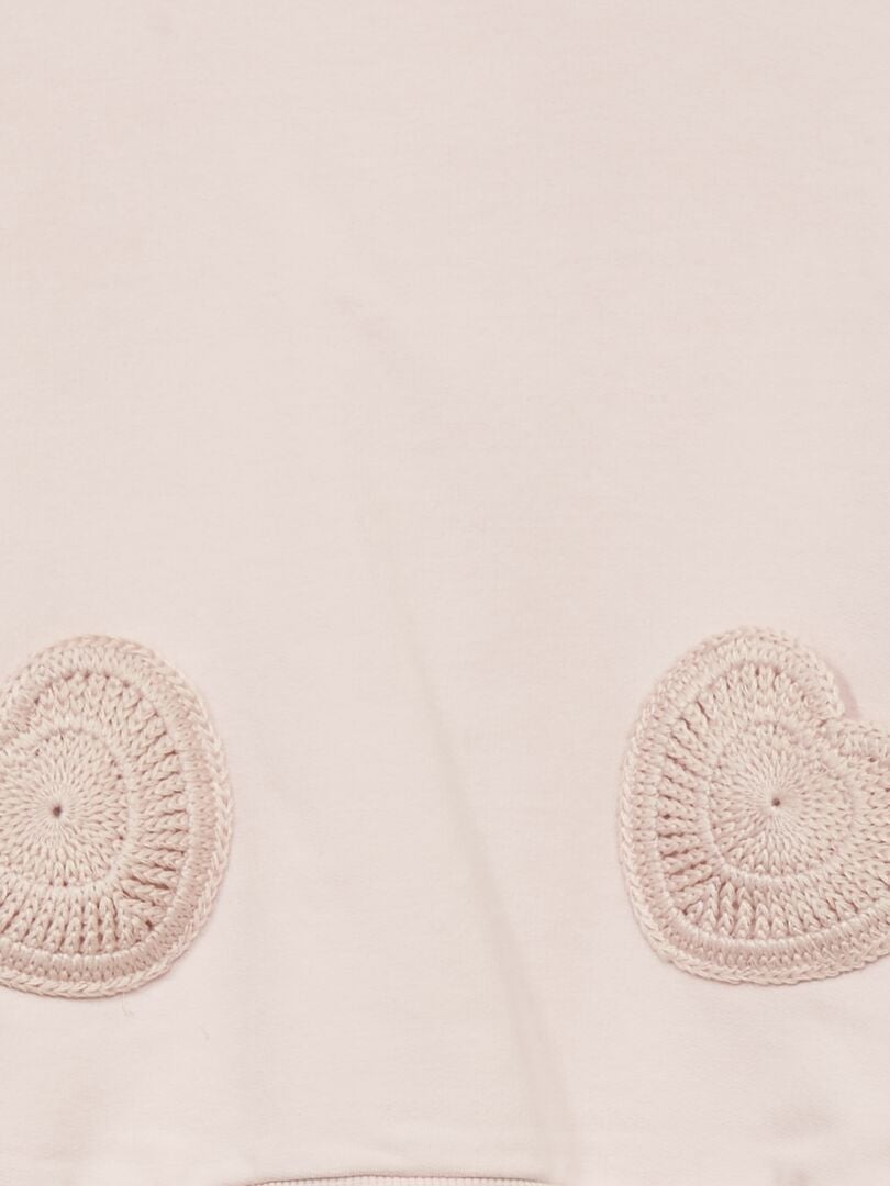 Pluche sweatshirt met gehaakte applicaties - PAARS