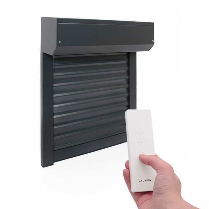 Roller shutter - AVOSDIM - H215 x W180 cm - Insulated aluminum - Radio-controlled electric operation - Grey RAL 7016 - Can be cut to size