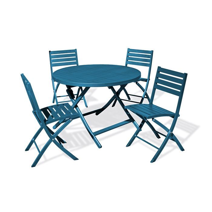MARIUS 110 cm 4-persoons eethoek in eendenblauw aluminium