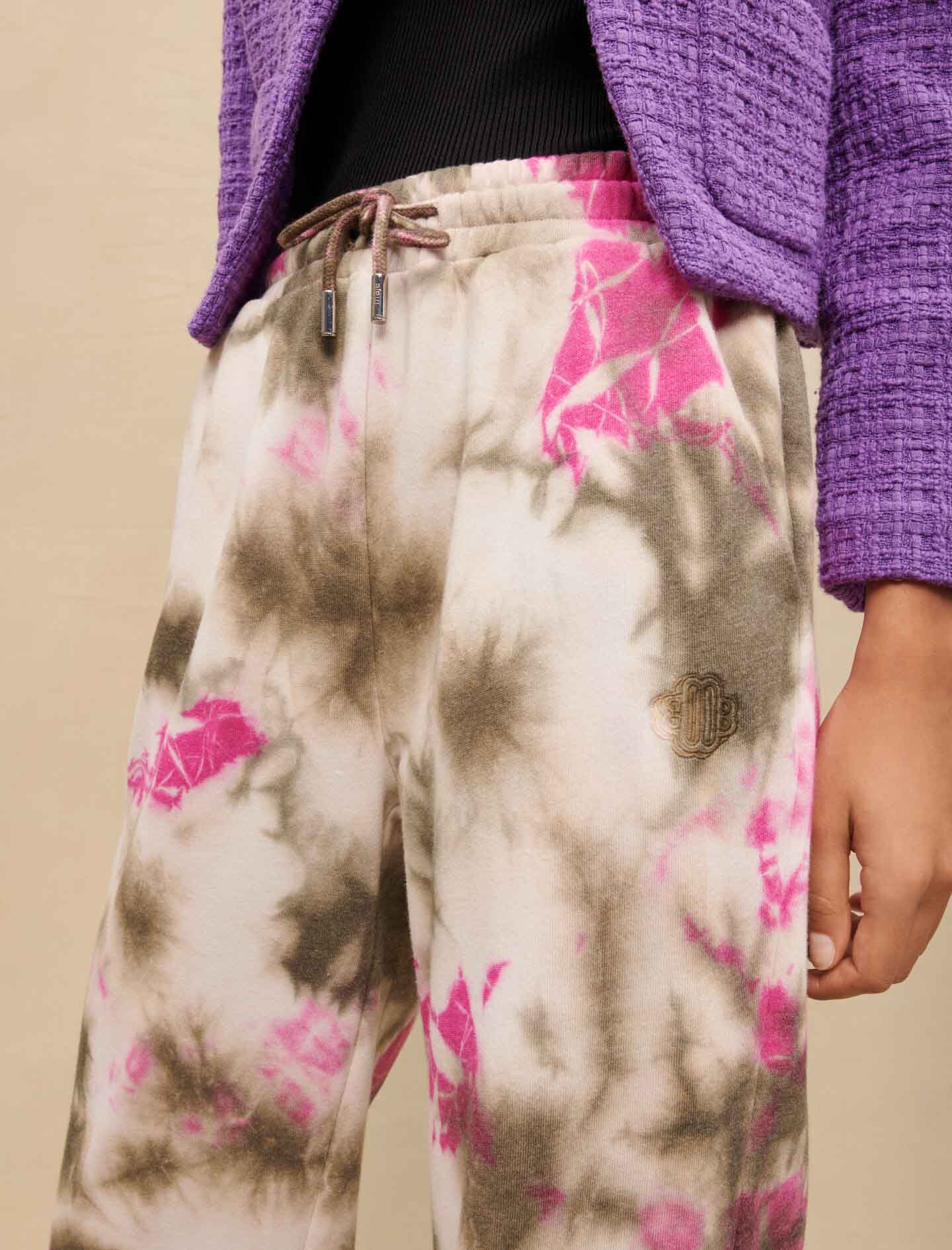 Pantaloni de trening vopsiți în stil tie-dye - Multicolor
