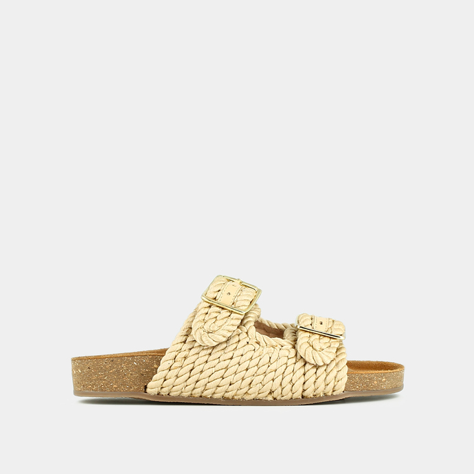 Mules à brides  en corde beige