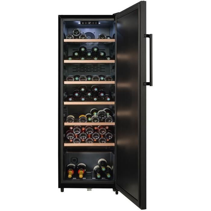 Wijnkelder voor rijping - LA SOMMELIERE - CTPNE147E - 147 flessen - Massieve deur - Energieklasse E - 54 x 60 x 167,4 cm - Zwart