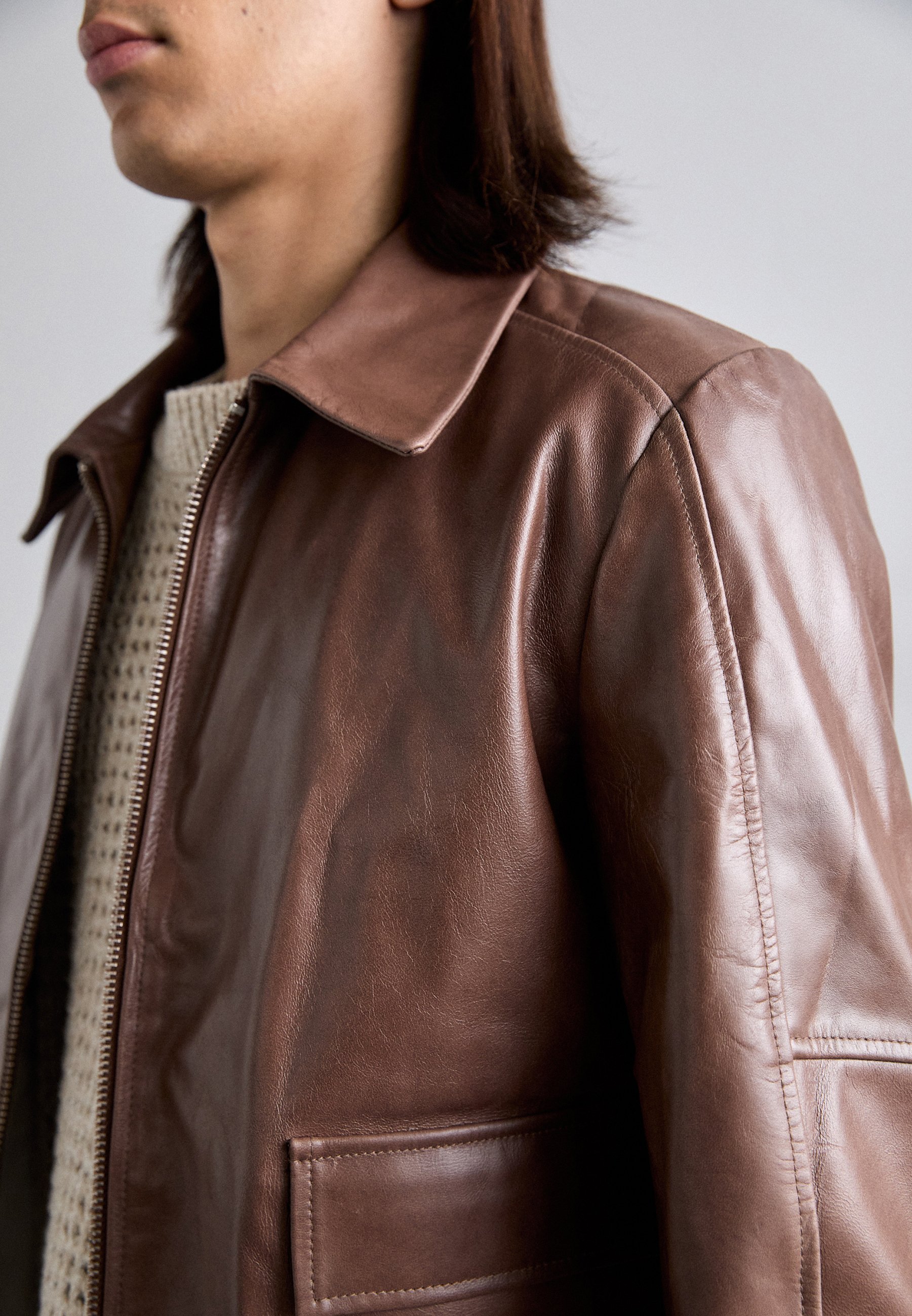 Won Hundred DELHI JACKET UNISEX - Geacă de piele - maro închis