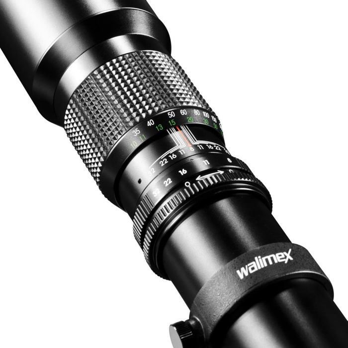 Lente teleobjetiva fixa Walimex 500mm f/8 para Pentax K / Samsung – Adaptador T2 incluído