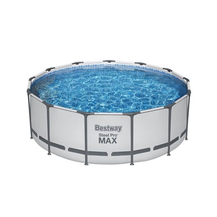 Kit Piscine hors sol tubulaire BESTWAY - Steel Pro Max™ - 396 x 122 cm - Ronde (Inclus pompe, echelle, bache et cartouche)