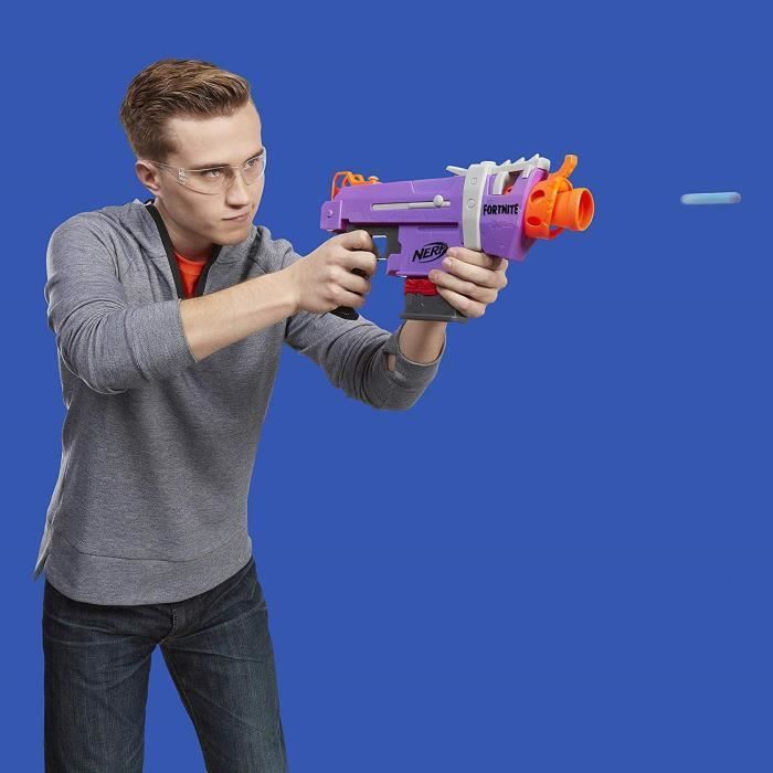 Nerf Fortnite SMG-E - NERF - Blaster motorisé avec chargeur 6 fléchettes - Violet