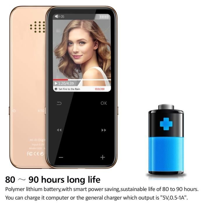 Lecteur MP3 et MP4 - ANTCOOL - 16 Go - Bluetooth 5.2 - Grand écran 2,4