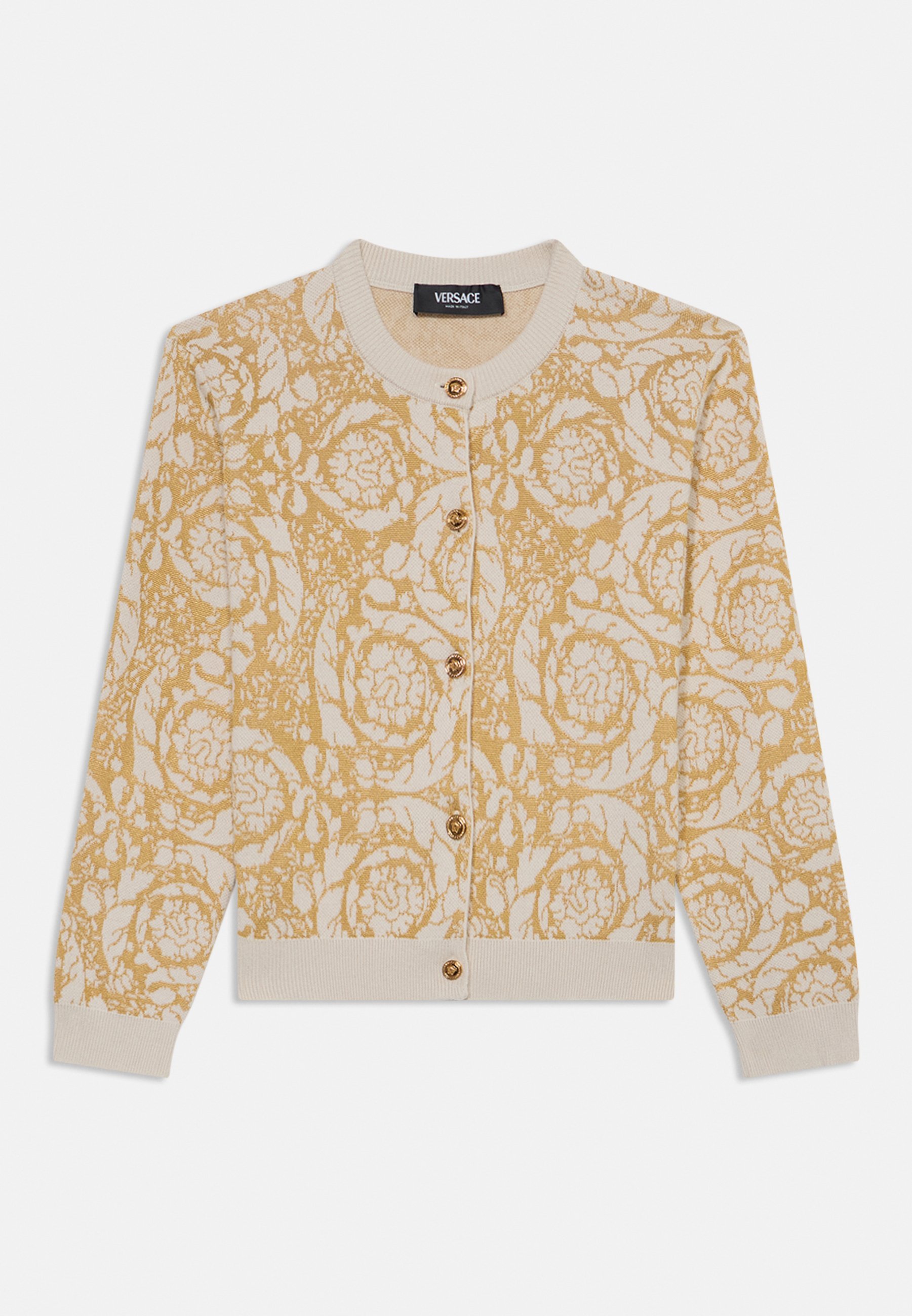 Versace SWEATER BAROQUE - Cardigan - ivoor/goudkleurig