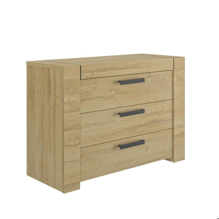 Cómoda de 3 cajones - GAMI - SOFIA - Lacada - Madera - Marrón claro