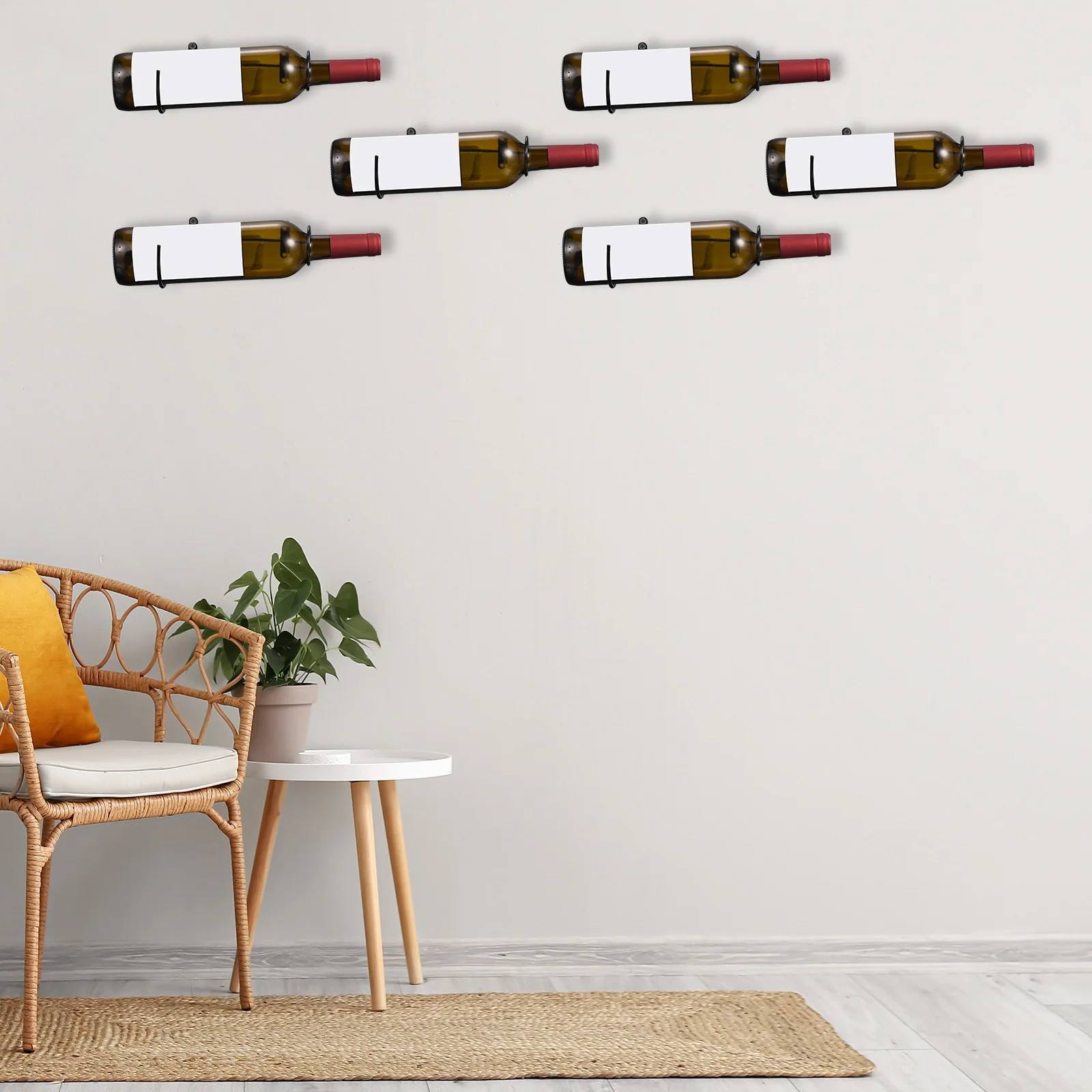 Portabottiglie a spirale da parete, 12 pezzi, espositore per bottiglie di vino, mensola da parete per bottiglie di vino, per casa, bar, parete, nero, destro