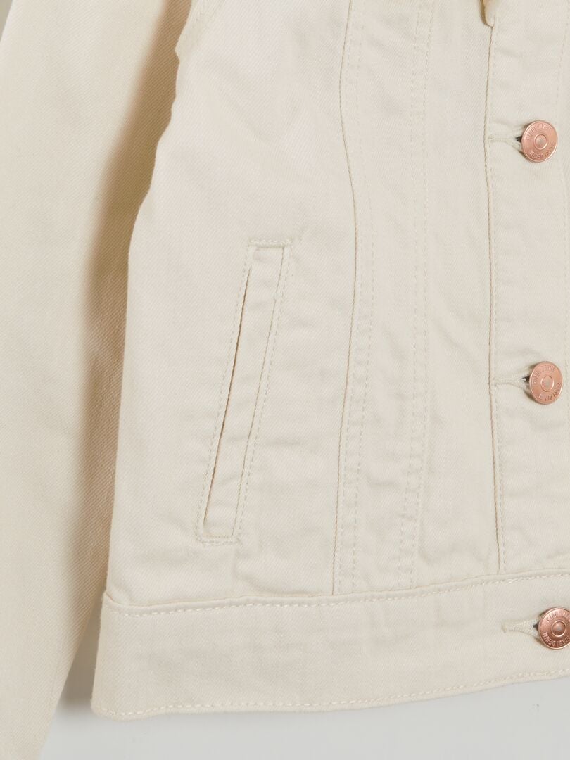 Jaqueta jeans com babados - BRANCA