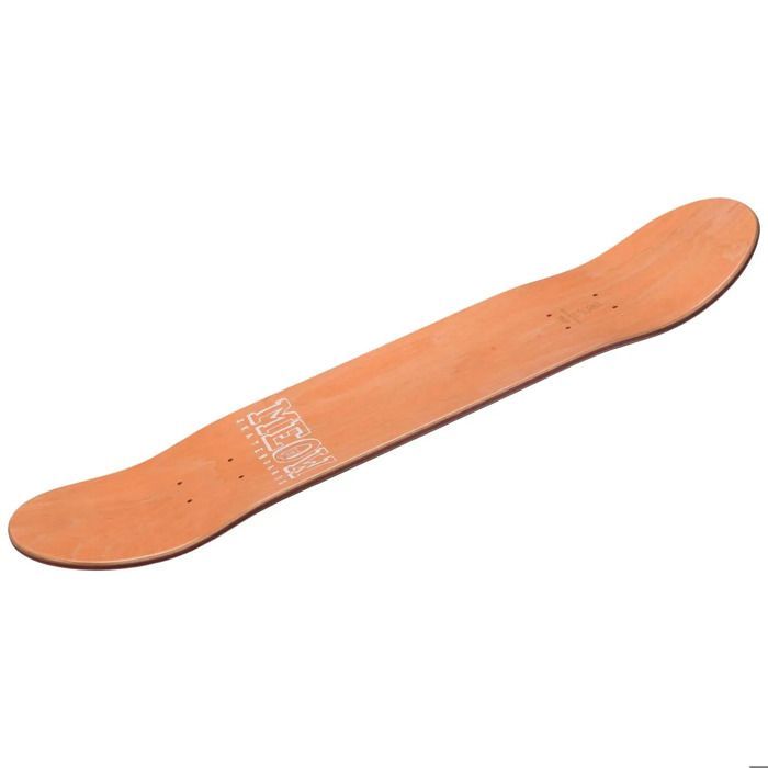 Shape de skate com o logotipo da Meow Skateboards