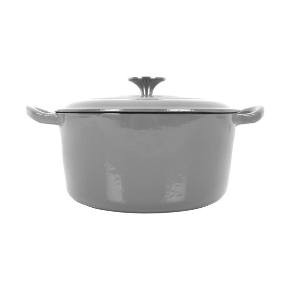 Oală de gătit și braizat din fontă cu capac, gri