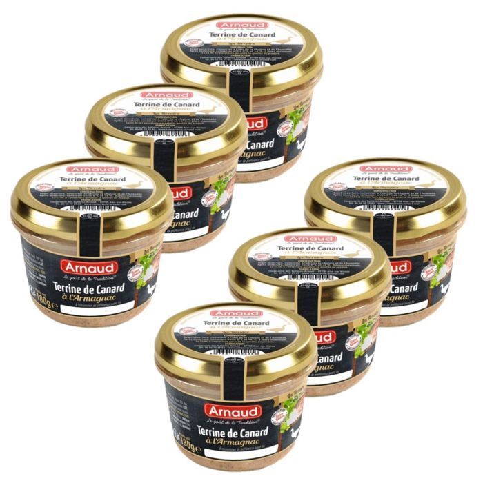 Arnaud – 6er-Packung Ententerrine mit Armagnac – 180-g-Glas
