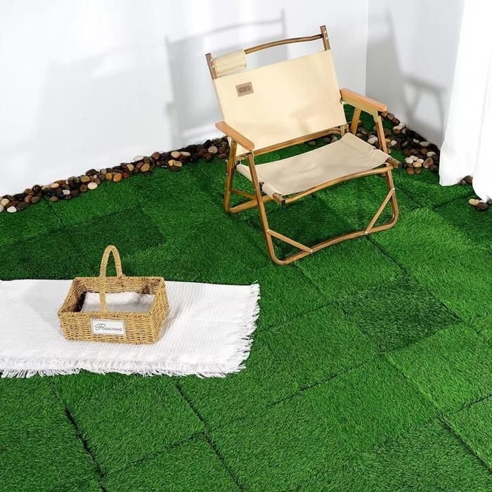 Césped sintético - IDEKO - Baldosas con sistema de fijación mediante clip - 30,48 x 30,48 cm - Altura 35 mm - Resistente a los rayos UV