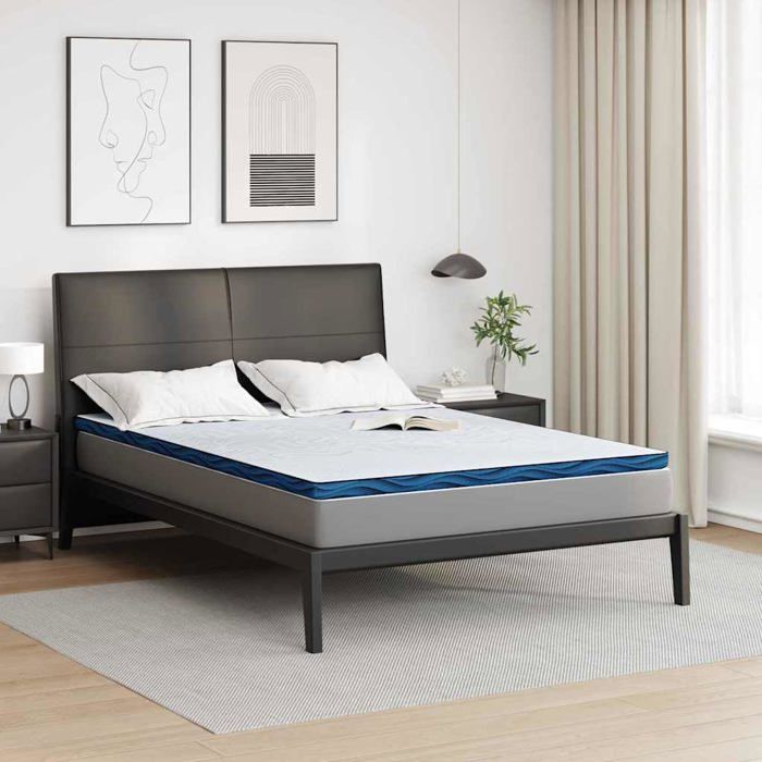 Cubrecolchón de espuma viscoelástica - vidaXL - 140x200x6 cm - Blanco - Tejido jacquard - Espuma viscoelástica
