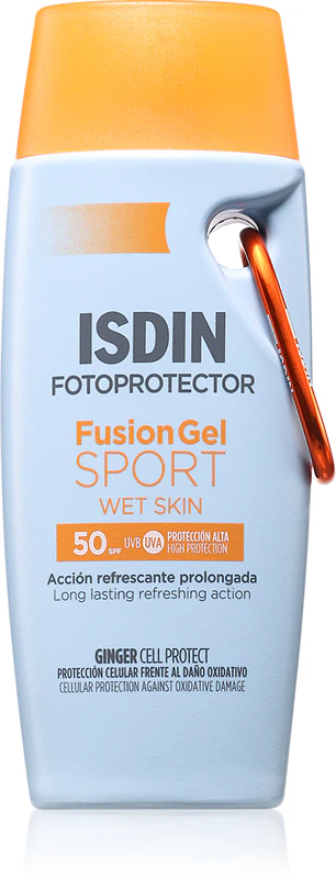 ISDIN Fotoprotector Fusion Gel Sport, fluido protetor ultraleve para atletas.