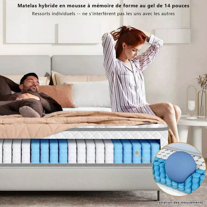Colchón de 140x190 cm, 28 cm de grosor, extremadamente duradero, ultratranspirable, firmeza media, colchón de espuma viscoelástica, colchón ergonómico.