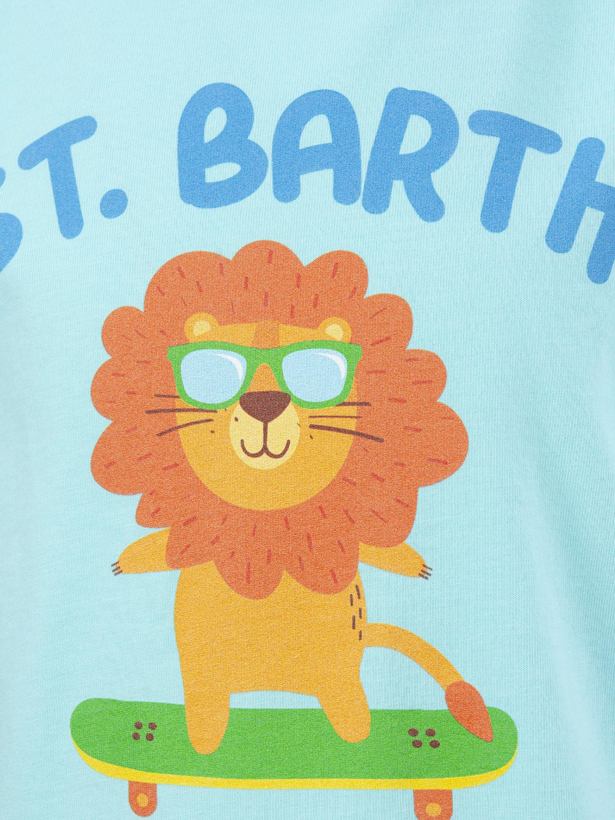 Kinder T-shirt van katoen met print van een schaatsende leeuw uit St. Barth