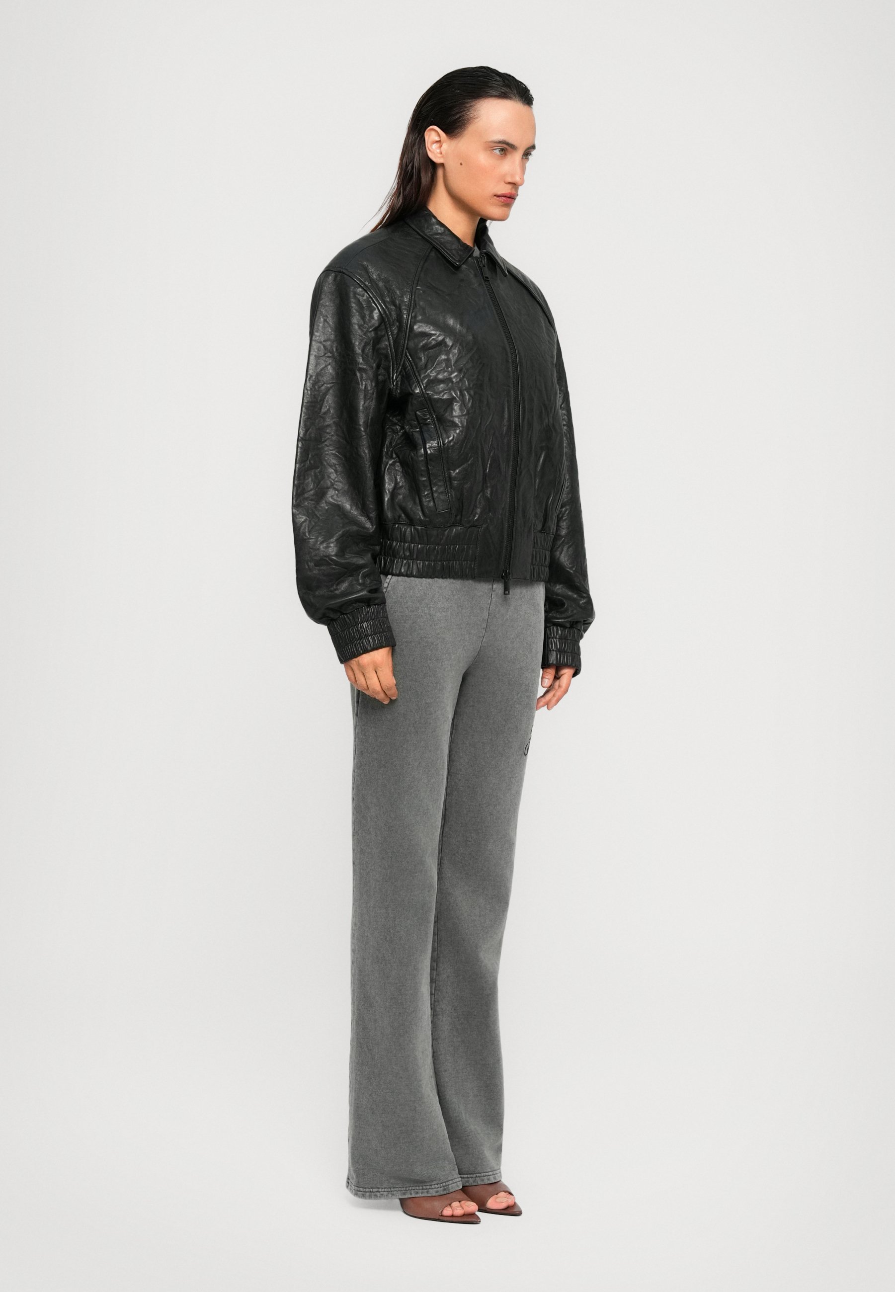 Han Kjøbenhavn CRUNCH BIKER JACKET - Leren jas - zwart
