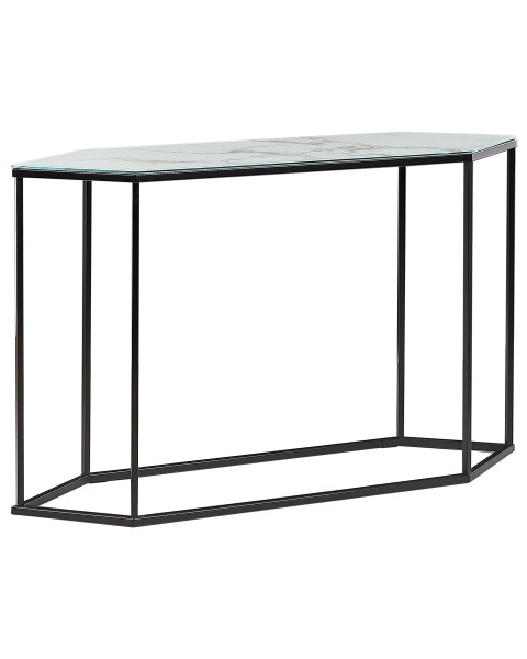 Konsola stolik 120 x 35 cm blat marmur biały czerń
