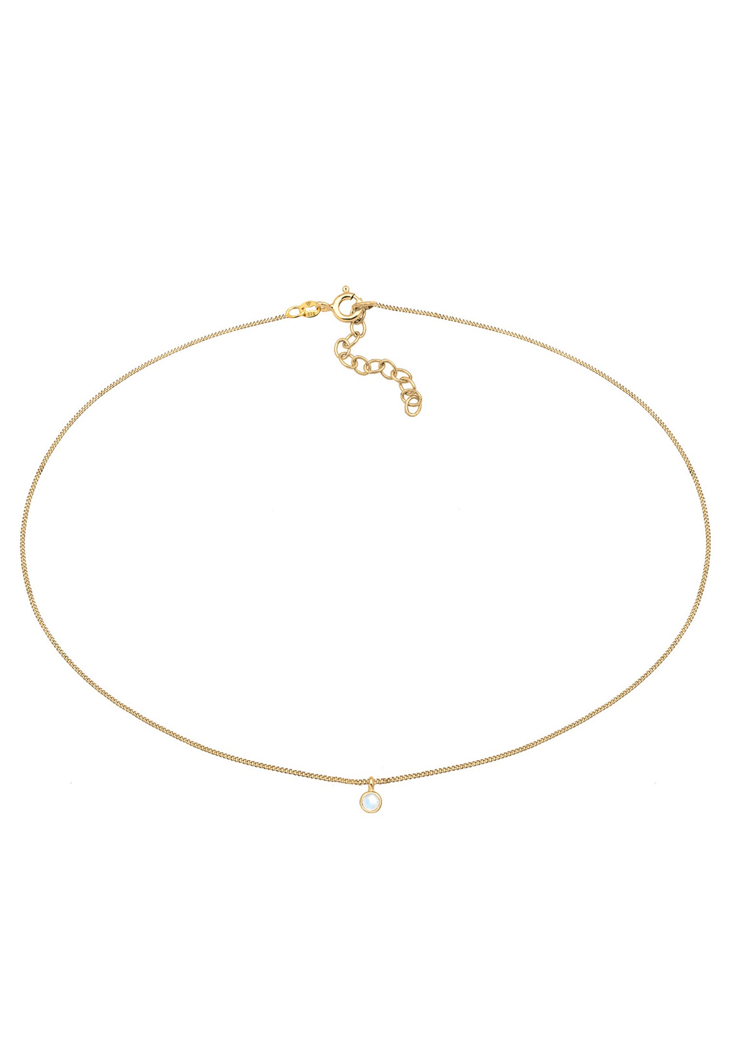 Elli Femmes Choker Pendentif Géo avec Pierre de Lune en Argent Sterling 925