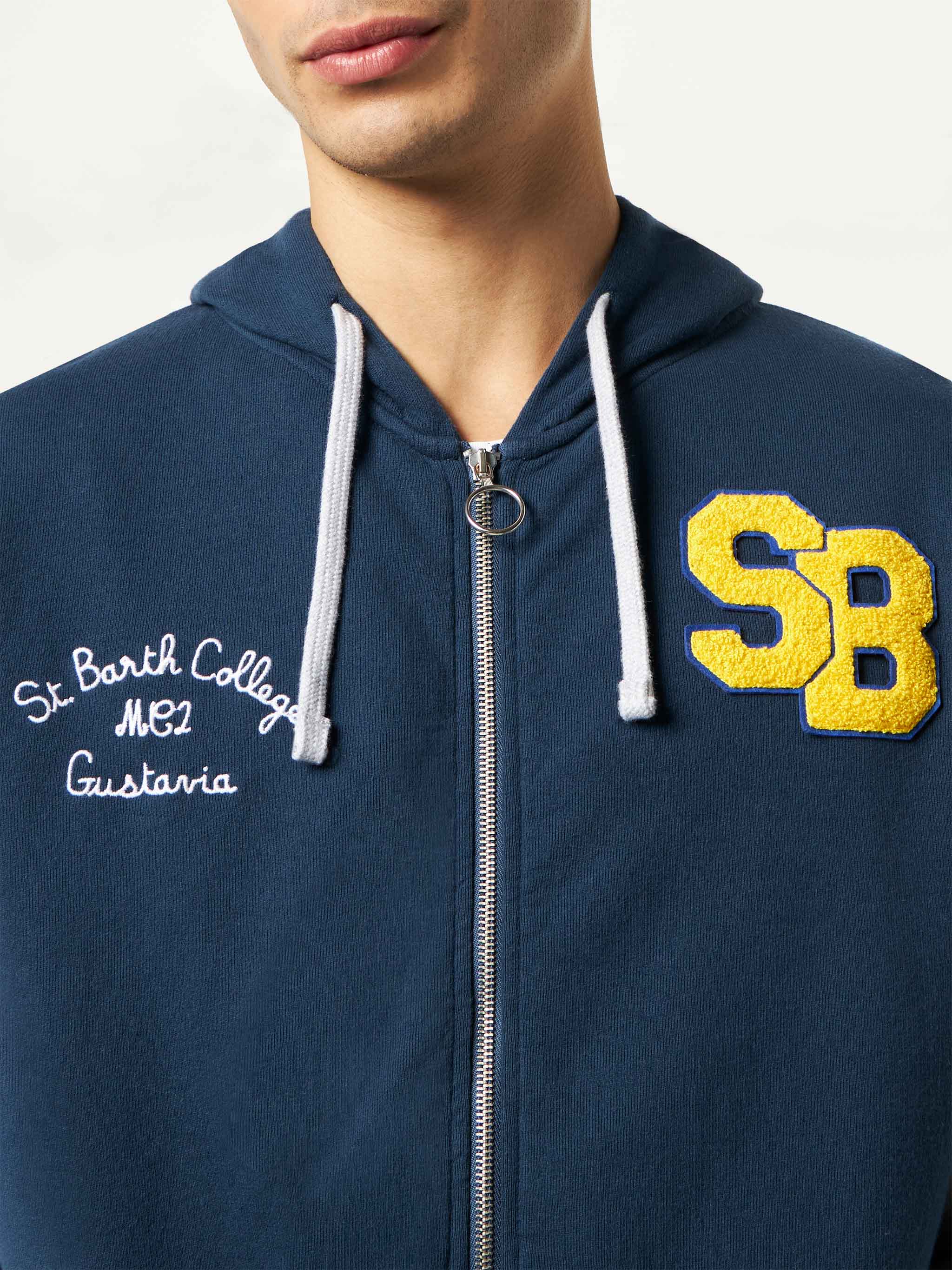 Herensweatshirt van katoen met patches en borduurwerk