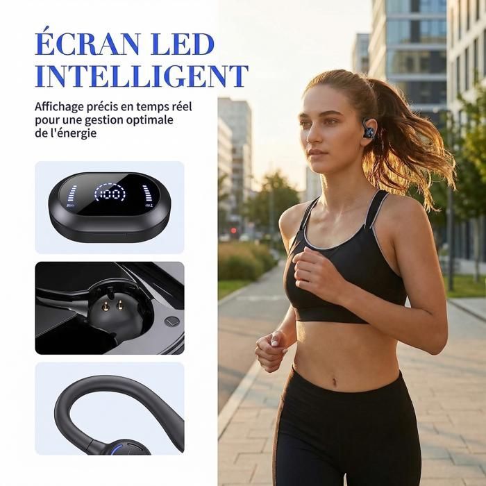 Auricolari wireless Fingertime - Display LCD, fino a 40 ore di autonomia, ricarica rapida USB-C, cuffie Bluetooth 5.4, neri