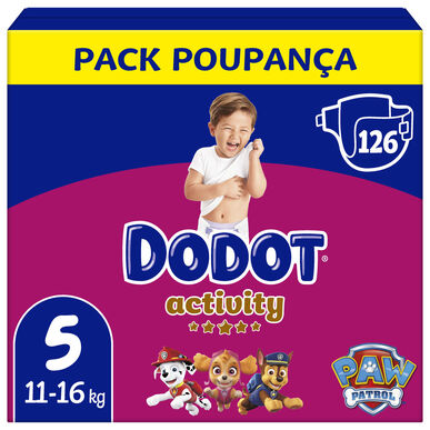 Dodot Activity 11-16 kg T5 Paw Patrol Baby Diapers Total Fit 126 units 126 units