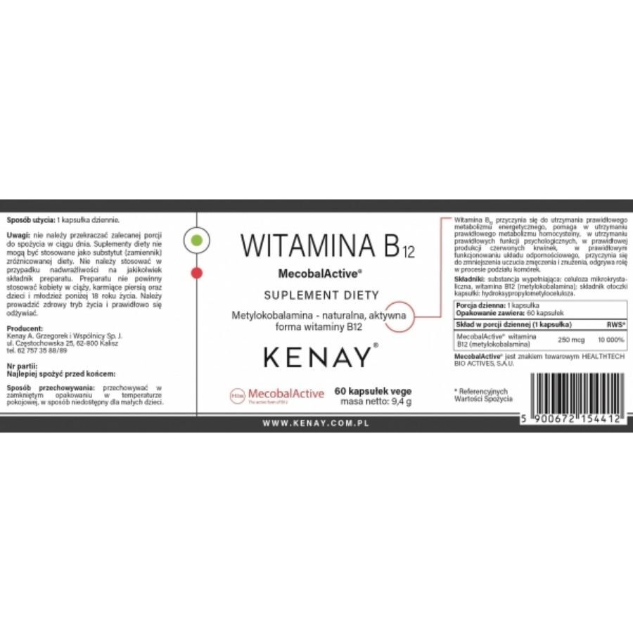 Kenay-vitamiini B12 metyylikobalamiini Mecobal Active