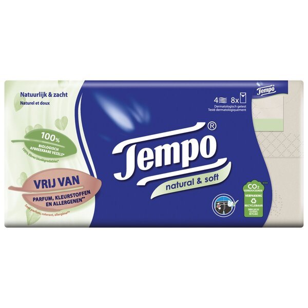 Tempo naravni in mehki robčki<br>8 x 9 kosov