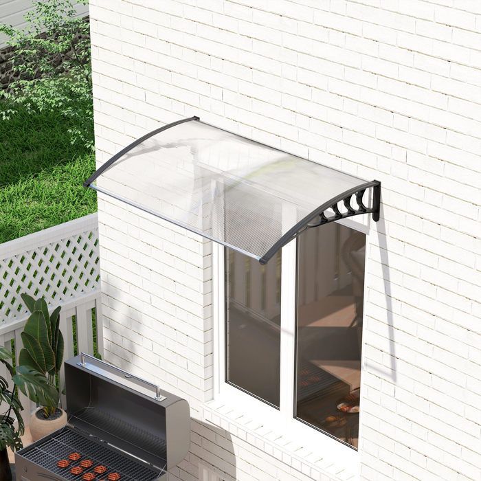 Front door canopy - Outsunny - polycarbonate awning roof - rain, snow, and UV protection - 0.9 x 1.5 m - transparent
