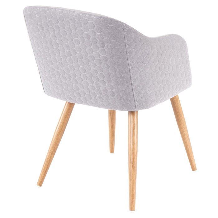 MCW-D71 dining chair with armrests, light grey textile fabric
