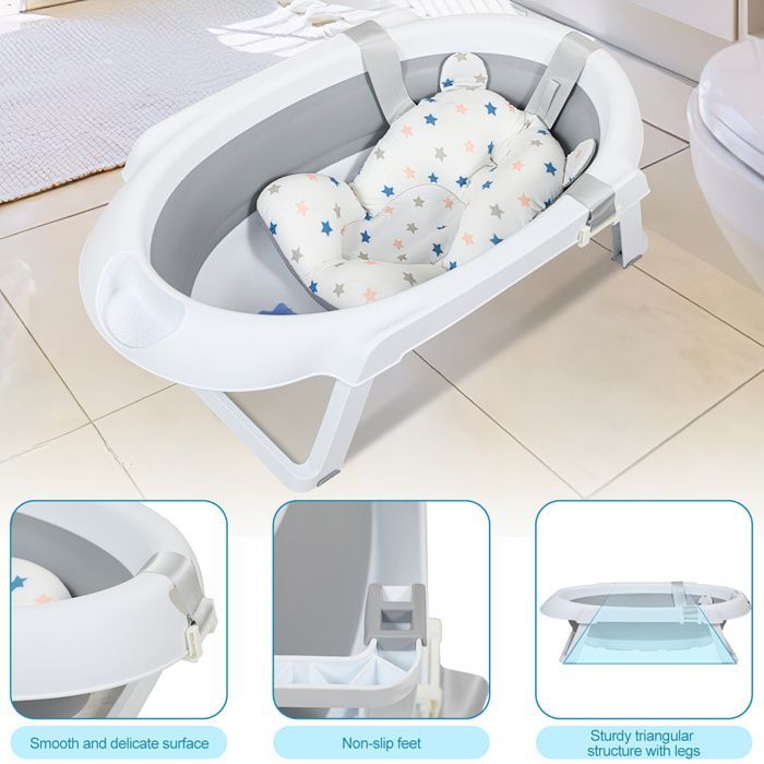 Baignoire bébé pliable avec support pour nouveau-nés et tout-petits baignoire bébé avec support Gris Jusqu à 10 kg