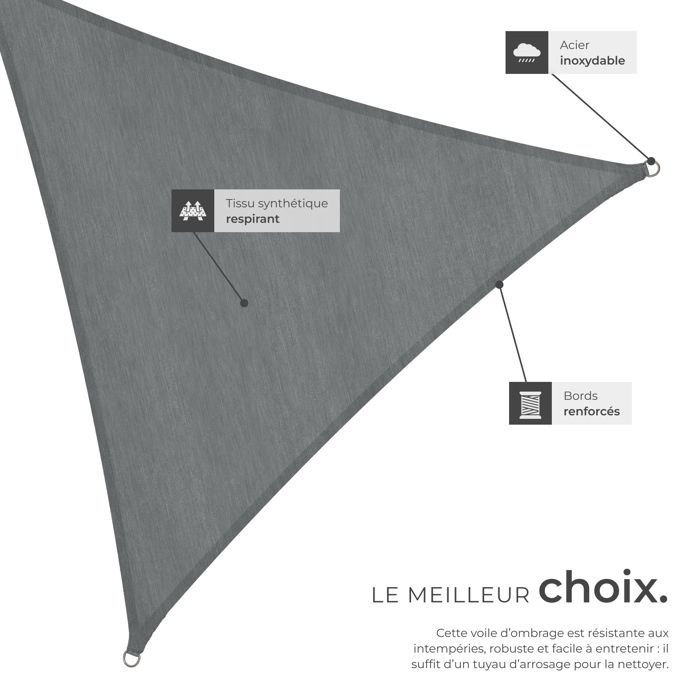 TECTAKE Toldo de sombra - Toldo triangular de polietileno de 5 x 5 x 5 m - Gris