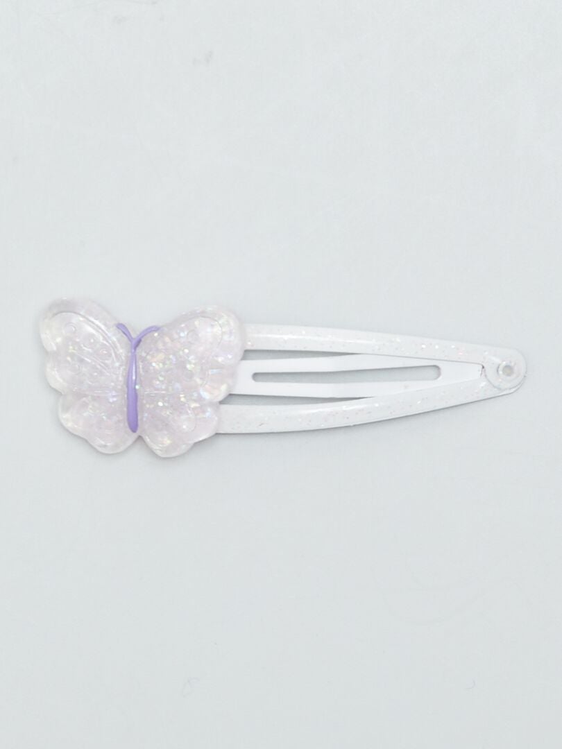 Conjunto de 3 Presilhas de Cabelo Borboleta com Fecho Click-Clack - ROXO