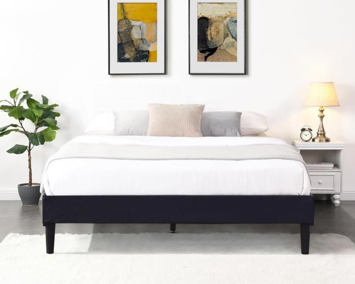 Gestoffeerde bedbodem van 120x190 cm met afneembare, wasbare zwarte hoes + poten van 20 cm, 2 x 13 latten - opaal - PVC-stofbekleding