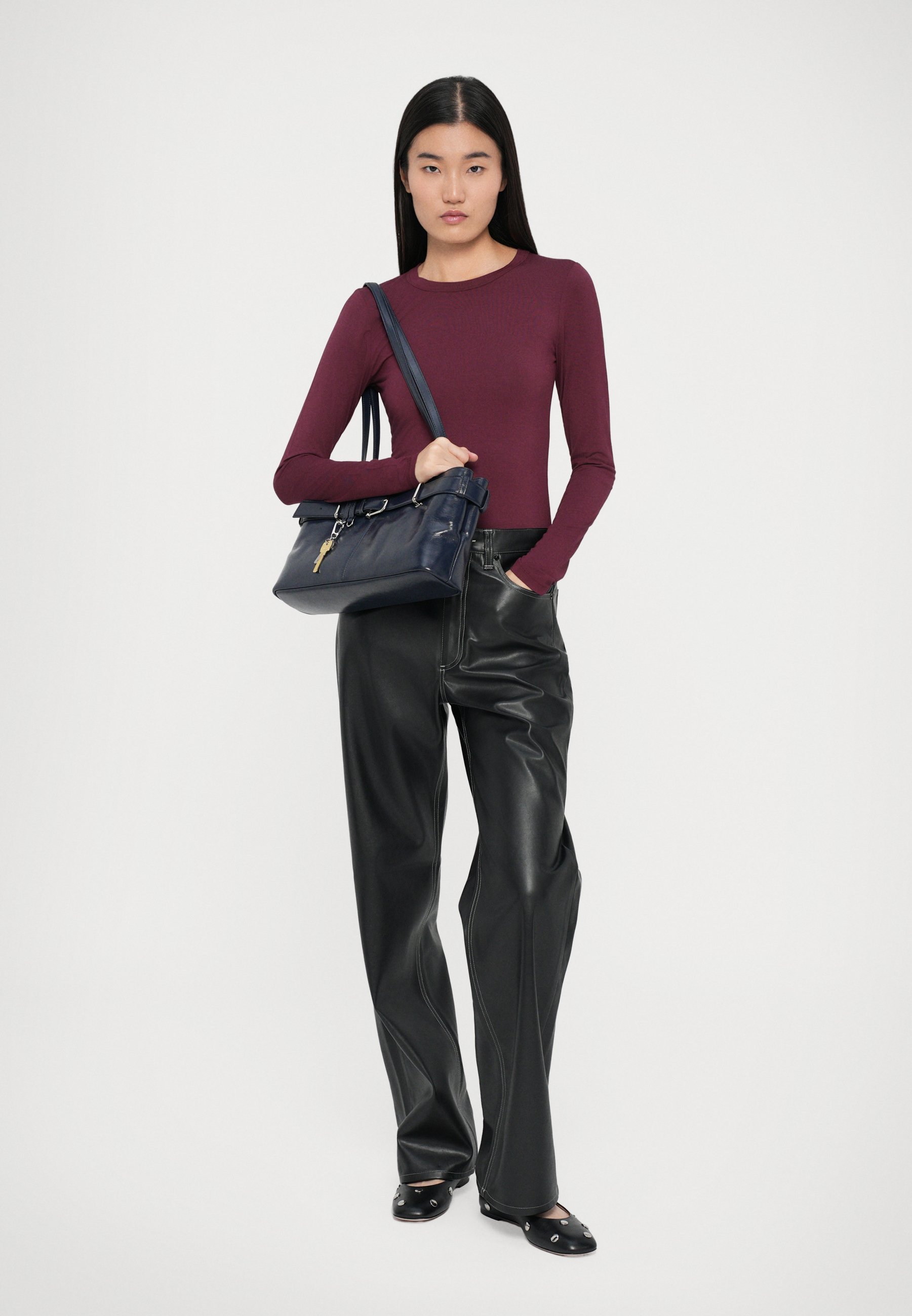 Rag & Bone LUCA SLIM - Top met lange mouwen - wijnrood