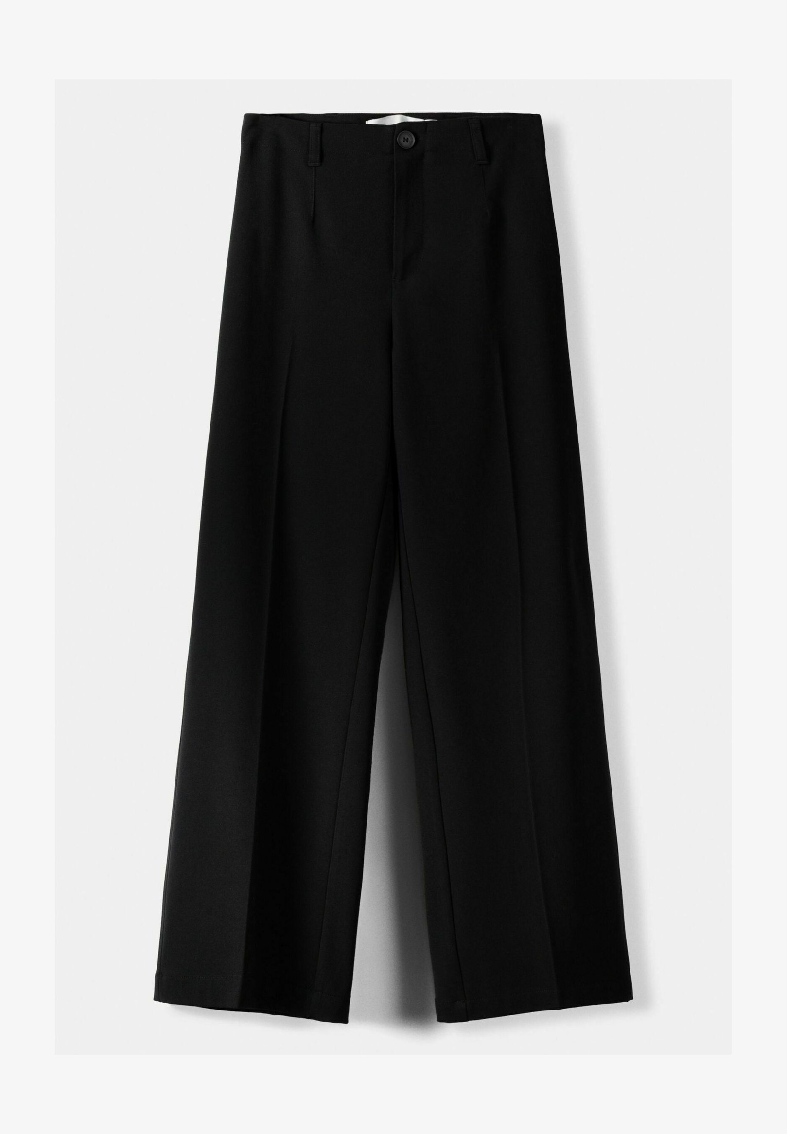 Pantalon Bershka à jambes larges et coupe ajustée - noir