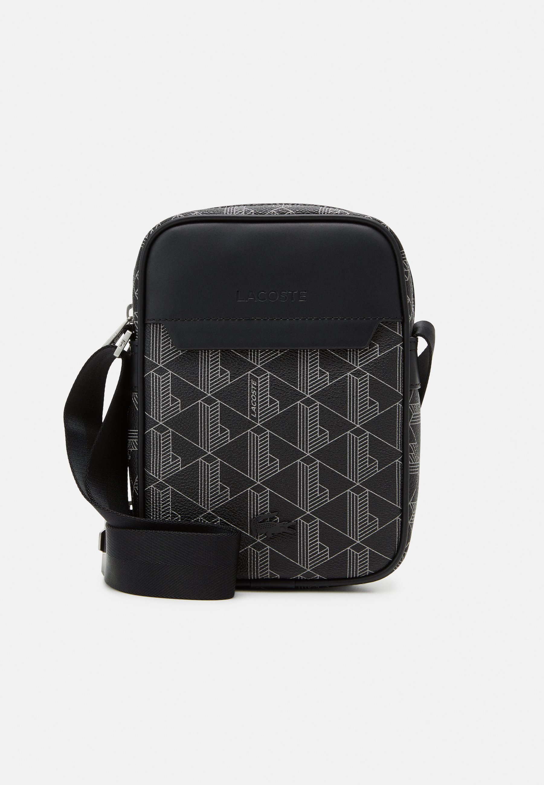 Lacoste VERTICAL CAMERA TAS UNISEX - Crossbodytas - zwart/grijs