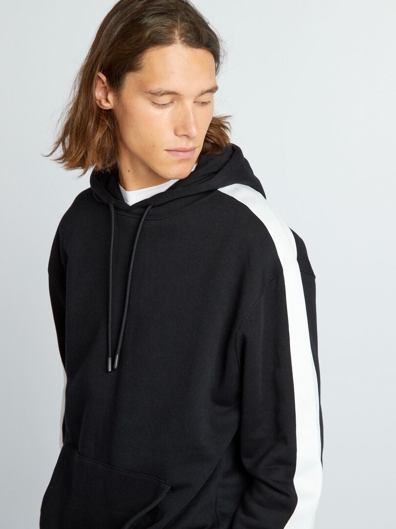 Sudadera con capucha bicolor - Negra