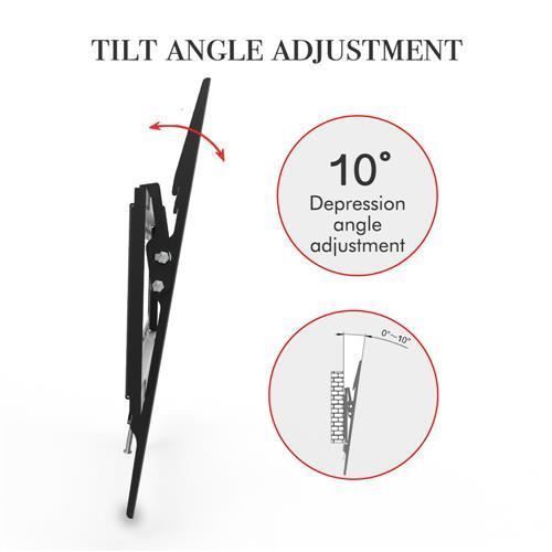 Supporto a parete inclinabile per TV LED, LCD e a schermo piatto da 32 a 70 pollici, VESA massimo 600×400 mm, carico massimo 50 kg.