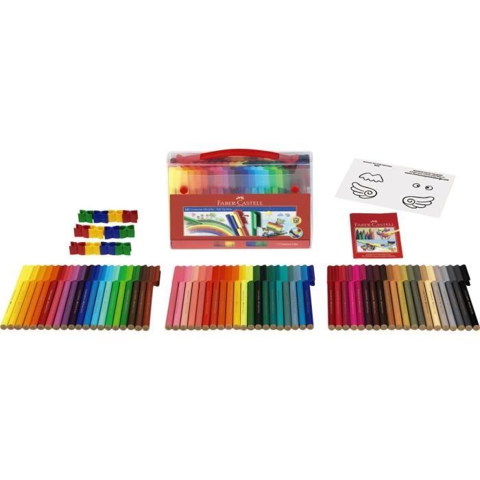 FABER-CASTELL Malette de 60 Feutres Connector - Coloris assortis